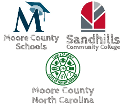 Image of Moore County, Moore County Schools and Sandhills Community College logos