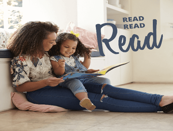 Mother and child reading a book